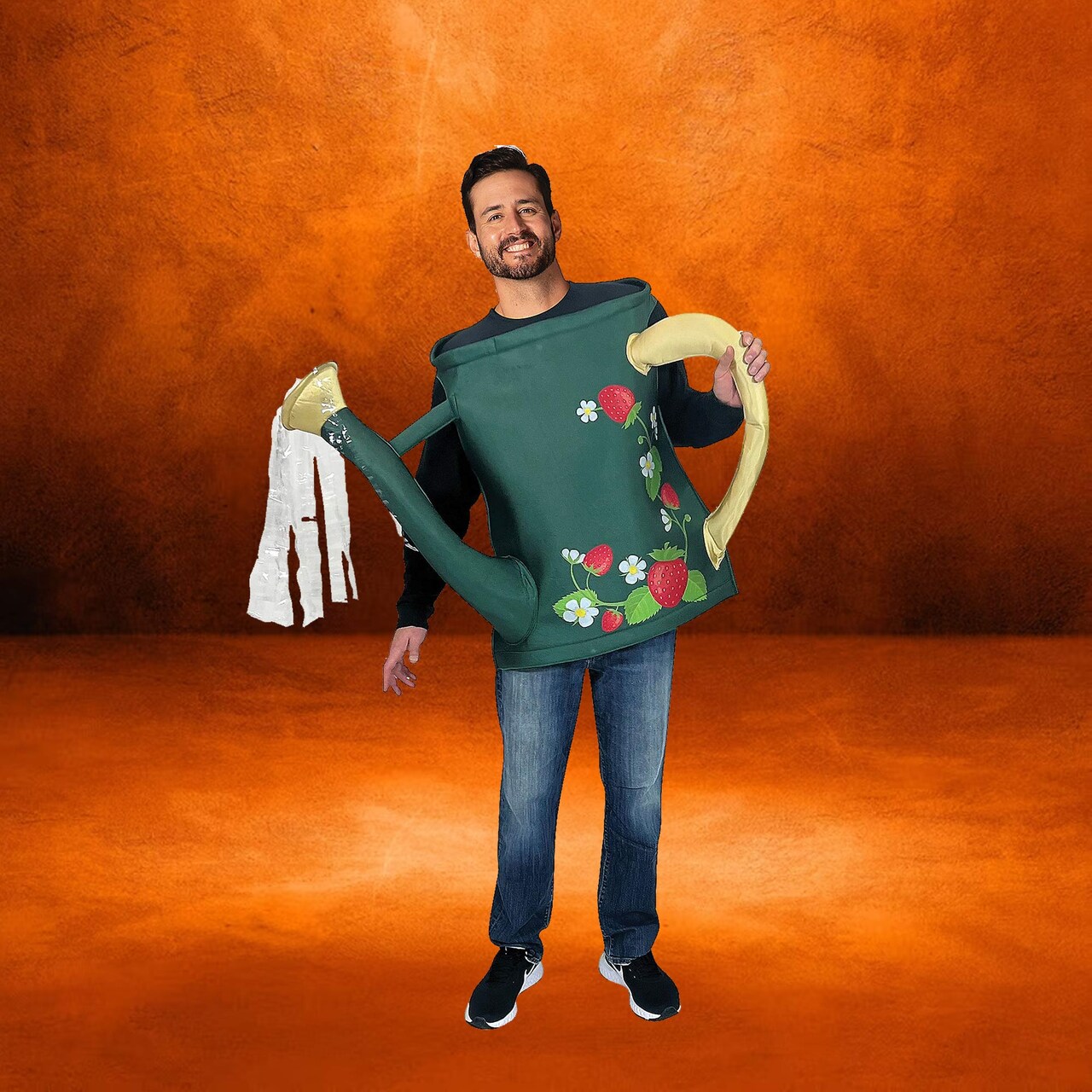 Whimsical Watering Can Adult Costume with 3D Handle and Floral Print for Halloween